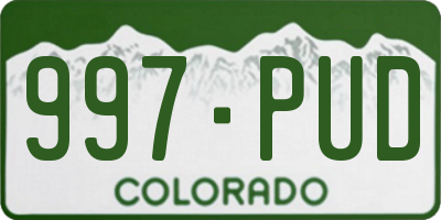 CO license plate 997PUD