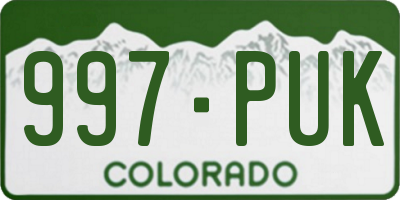 CO license plate 997PUK