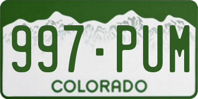 CO license plate 997PUM