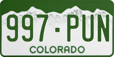 CO license plate 997PUN