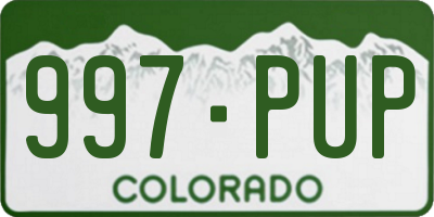 CO license plate 997PUP