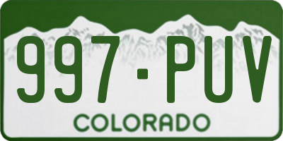 CO license plate 997PUV