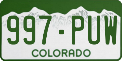 CO license plate 997PUW