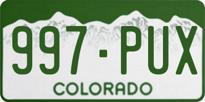 CO license plate 997PUX