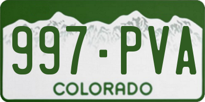 CO license plate 997PVA