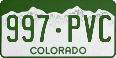 CO license plate 997PVC