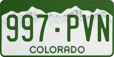 CO license plate 997PVN