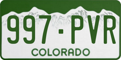 CO license plate 997PVR