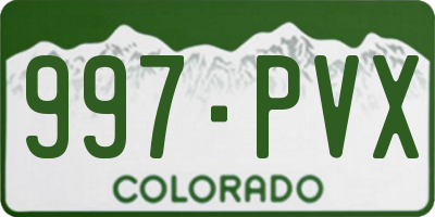 CO license plate 997PVX