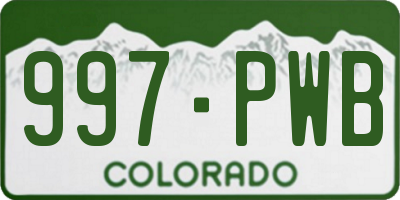 CO license plate 997PWB