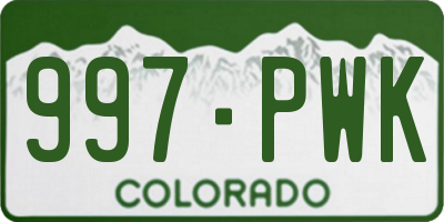 CO license plate 997PWK