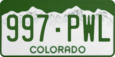 CO license plate 997PWL
