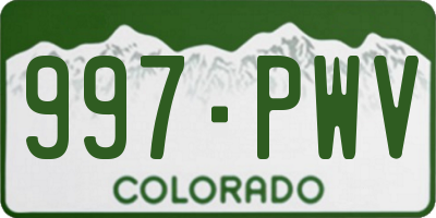 CO license plate 997PWV