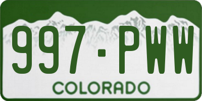 CO license plate 997PWW
