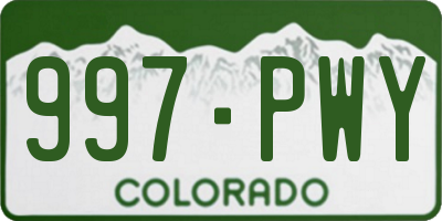 CO license plate 997PWY