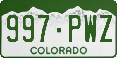 CO license plate 997PWZ
