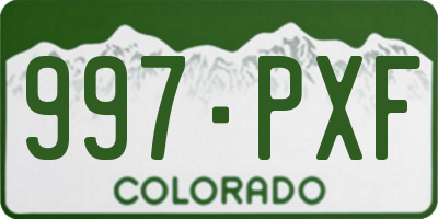 CO license plate 997PXF