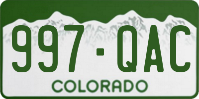 CO license plate 997QAC