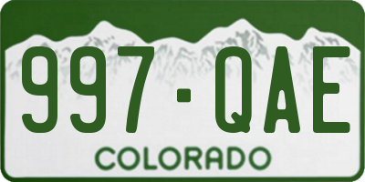 CO license plate 997QAE