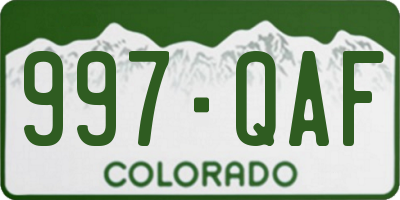 CO license plate 997QAF