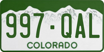 CO license plate 997QAL