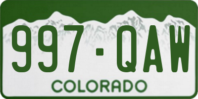CO license plate 997QAW