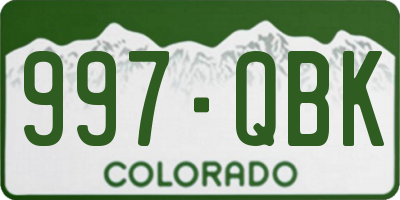 CO license plate 997QBK