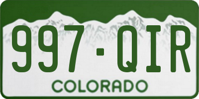 CO license plate 997QIR