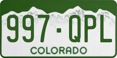 CO license plate 997QPL