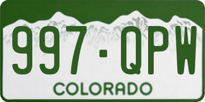 CO license plate 997QPW