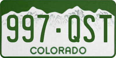 CO license plate 997QST