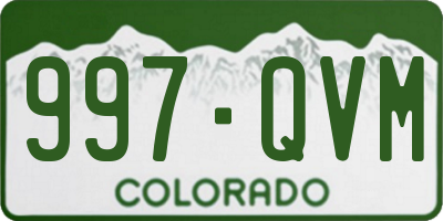 CO license plate 997QVM