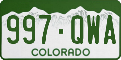 CO license plate 997QWA