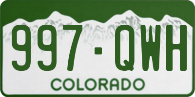 CO license plate 997QWH