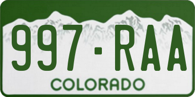 CO license plate 997RAA