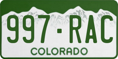 CO license plate 997RAC