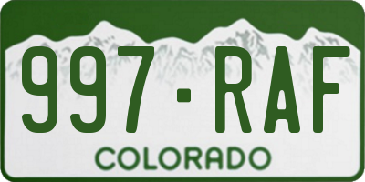 CO license plate 997RAF