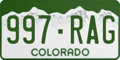 CO license plate 997RAG