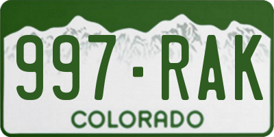CO license plate 997RAK