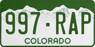 CO license plate 997RAP