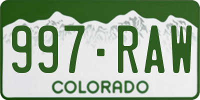 CO license plate 997RAW