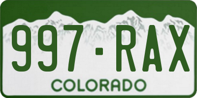 CO license plate 997RAX