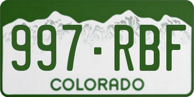 CO license plate 997RBF