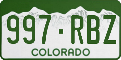CO license plate 997RBZ