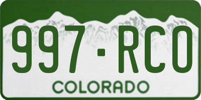 CO license plate 997RCO