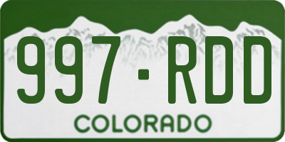 CO license plate 997RDD