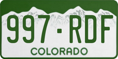 CO license plate 997RDF