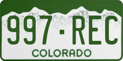 CO license plate 997REC