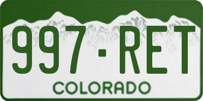 CO license plate 997RET