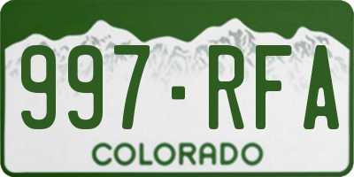 CO license plate 997RFA